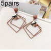 5pairs Alloy Double Diamond Stitching Ladies Earrings(Coffee)