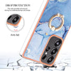 For Samsung Galaxy S25 Ultra 5G Electroplating Marble Dual-side IMD Phone Case with Ring(Blue 018)