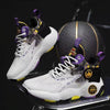 Men Outdoor Basketball Shoes Thick Bottom Non-Slip Teenage Sneakers Soft Bottom Running Shoes, Size: 44(Black Purple)