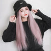 8261Z-1 Long Straight Hair Detachable Hat Wig Autumn And Winter Lamb Hat Wig(Aoki Gold)