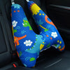 55x66cm Children Car Seat Belt Prevent Neck Strangulation Sleeping Pillow(Blue Dinosaur)
