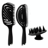 3 in 1 Plastic Curly Hair Salon Comb Set Hollow Massage Comb(Black)