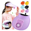 USB Rechargeable Fan Hat Summer Sunshade Large Brim Empty Top Sun Hat(Pink)