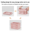 Stacking Folding Storage Baskets Home Kitchen Storage Bin Organizer With Handle 24.4 x 18 x 1.4cm(Pink)