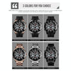 SKMEI 1538 Multi-Function Time Large Dial Steel Belt Men  Casual Sports Electronic Watch(Silver-Steel Belt)