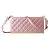 For Samsung Galaxy S24 FE 5G Crossbody Rhombic Sucker Leather Phone Case(Rose Gold)