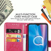 For  Alcatel 1S (2020) Four-leaf Clasp Embossed Buckle Mobile Phone Protection Leather Case with Lanyard & Card Slot & Wallet & Holder Function(Magenta)