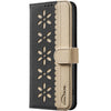 For Samsung Galaxy A15 Splicing Color Hollow Flower Pattern RFID Leather Phone Case(Black)