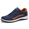 Leather Men Casual Shoes Breathable Leisure Male Sneakers All-match Men Shoes, Size: 49(Deep Blue)