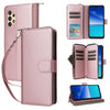 For Samsung Galaxy A13 5G / 4G Nine-card Slots Zipper Wallet Bag Leather Phone Case(Rose Gold)