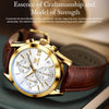 OLEVS 2872 Men Three Eyes Six Needles Chronograph Waterproof Quartz Watch(White + Gold)