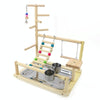 Parrot Playstand | Wooden Bird Perch with Bowls | 44cm High