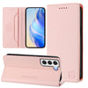 For Samsung Galaxy S21 FE 5G RC01 Dual-Folded Magnetic Suction RFID Leather Phone Case(Pink)