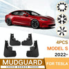For Tesla Model S 2022 4pcs/Set Car Auto Soft Plastic Splash Flaps Fender Guard