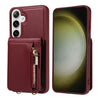 For Samsung Galaxy S25+ 5G Crossbody Lanyard Zipper Wallet Leather Phone Case(Wine Red)