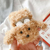 Teddy Dog Plush Knitted Cute Cartoon Protective Case for Apple AirPods 1/2(Dark Brown)