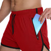 M Three Pants Men Gym Shorts Quick Dry Swimming Trunks(Red)