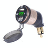 German EU Plug Special Motorcycle Elbow Charger Dual USB Voltmeter 4.2A Charger, Shell Color:Gold(Green Light)