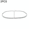 2 PCS Fashion Jewelry Accessories Luxury Rhinestone Choker Necklace for Women Temperament Collar Necklace(Silver)