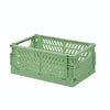 Folding Stackable Storage Basket Plastic Hollow Home Office Organizer Container Small Green