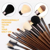 ZOREYA 15 In 1 Black Walnut Makeup Brush Set Full Set of Beauty Tools Nylon Hair Powder Brush Makeup Brush(ZP15)