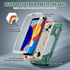 For Xiaomi Redmi Pad SE 8.7 Rotatable Holder Silicone Hybrid PC Tablet Case with Shoulder Strap(Emreald Green)