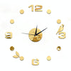 Art Wall Clock Background Wall Stickers TV Wall Stickers 3D Bird Leaves Wall Clock Home Accessories(Gold)