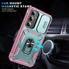 For Samsung Galaxy S25+ 5G Sliding Camshield TPU Hybrid PC Phone Case with Holder(Green+Pink)