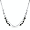 OPK GX2416 Stainless Steel Double Chain Glass Beads Necklace