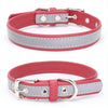 Reflective PU Leather Dog Collar, Red, Medium - CL181K