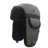Winter Outdoor Padded Adjustable Head Circumference Ski Hat Warm Ear Protected Cap Flight Hats (Gray Black Fur)