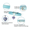 Blue PU Leather Dog Collar & Leash with Heart Pendant, XS (13-25cm)
