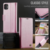 For iPhone 12 / 12 Pro AutSpace A11 Side Buckle MagSafe Magnetic RFID Phone Leather Case(Rose Gold)