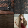 Wig Female Long Hair Full Headgear Straight Hair Natural Air Bangs Full Top Wig(Honey Tea Linen 58CM)