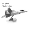 3 PCS 3D Metal Assembly Model DIY Puzzle, Style: F22 Fighter