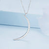 BSN286 Sterling Silver S925 White Gold Plated Zircon Crescent Pendant Necklace