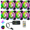 Computer CPU RGB luminous Radiator 8 Fans+Remote Control