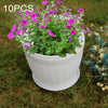 10 PCS Imitation Wooden Barrel Plastic Resin Flower Pot with Tray, Top Diameter: 16cm, Height: 13.5cm(White)