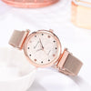 Ladies Magnet Buckle Watch Casual Flower Dial Watch Alloy Mesh Quartz Watch(Purple+No.1 Bracelet)