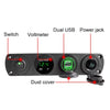 3 PCS 4-hole Panel Combination Switch Dual USB 4.2A Power Plug with Voltmeter(Blue Light)