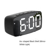 Mirror Bedside Alarm Clock Battery Plug-In Dual-Purpose LED Clock, Colour: Arc-shaped Black Shell (Mirror White Light)