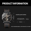 BINBOND B6577 30M Waterproof Luminous Square Quartz Watch, Color: Black Leather-Rose Gold