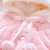 Female Baby Cartoon Rabbit Ears Shape Hooded Imitation Rabbit Fur Shawl Coat, Kid Size:80cm/8(Pink)