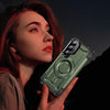 For Samsung Galaxy S24 5G Lens Holder MagSafe Phone Case(Army Green)