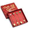 4pcs /Pack Christmas Gift Spoon Cartoon Fruit Fork Dessert Coffee Scoop, Style: A