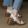 Summer Platform Mid Heel Open Toe Sandals, Size: 35(White)