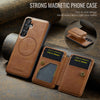 For Samsung Galaxy S24 FE 5G Fierre Shann FS028 MagSafe RFID Card Holder Back Phone Case(Brown)
