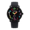 YAZOLE Personality Arabic Numeral Dial Student Watch Quartz Children Watch(347 Black Tray Black Belt)