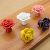 41mm Rose Shape Modern Literary Color Glazed Ceramic Cabinet Drawer Handle(Yellow)