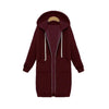 Women Hooded Long Sleeved Sweater In The Long Coat, Size:XL(Wine Red)